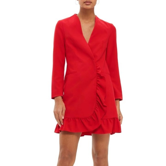 Topshop Dresses & Skirts - NWT Topshop frill hem blazer dress Topshop Dresses & Skirts - NWT Topshop frill hem blazer dress